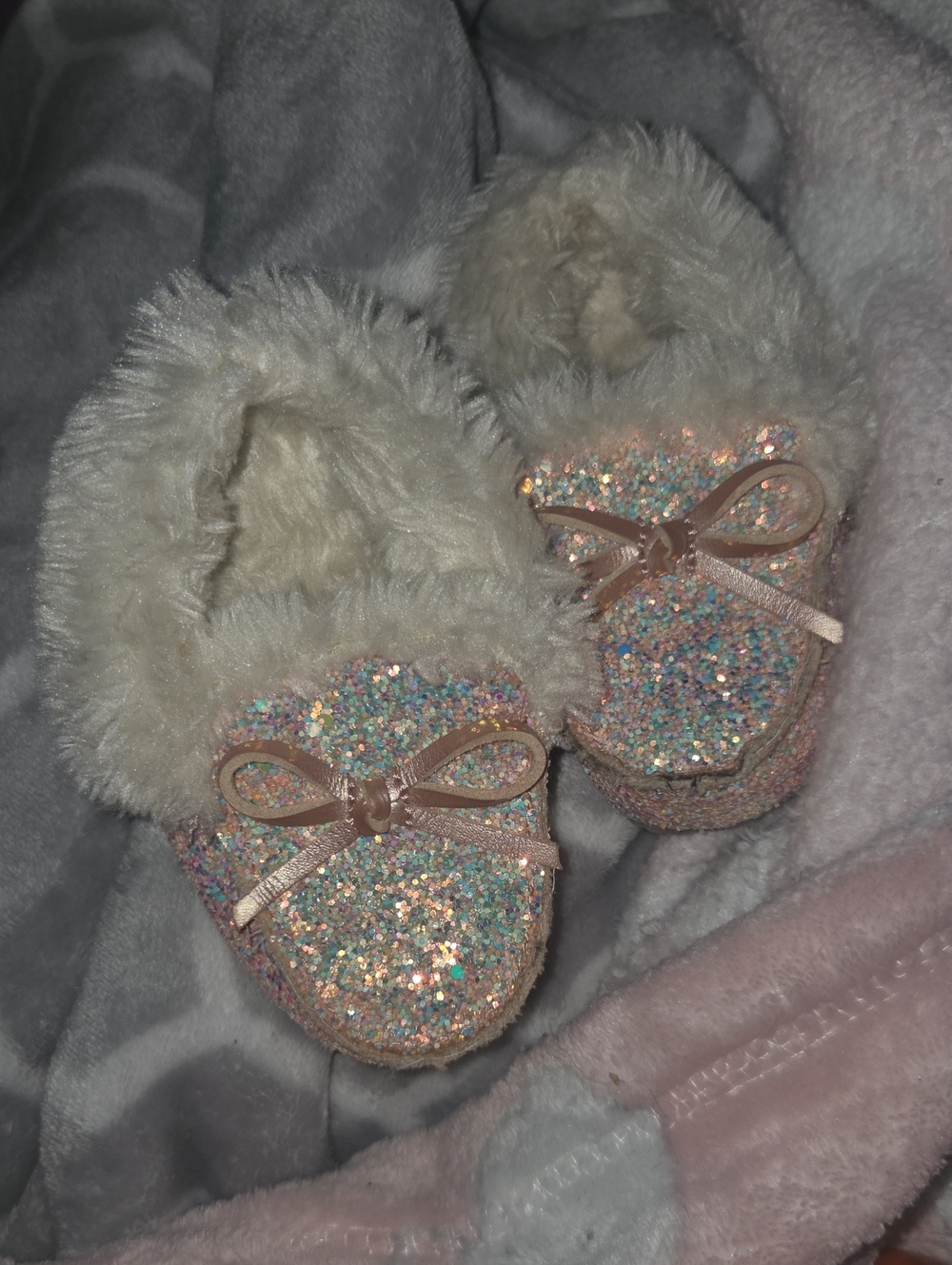Sparkle Plush Lined Toddler Slippers - Pink Glitter